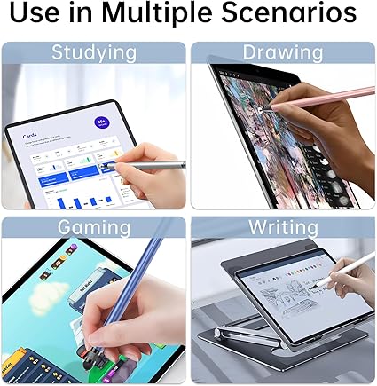 Stylus (5 Pcs), 2-in-1 Stylus Pen for Touch Screen, High Precision and Sensitivity, Suitable for iPhone/ipad/Android Tablets, Compatible with All Touch Screens (Black/White/Blue/Rose Gold/Silver)