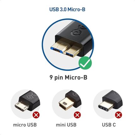 Cable Matters Long Micro USB 3.0 Cable - 3m, USB A to Micro USB Cable 3.0, Male to Male Micro-B 3.0 Cable