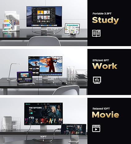 USB C to DisplayPort Cable 8K 60Hz 4K 240Hz, 2K 360Hz Type-C to Display Port Cord, Thunderbolt