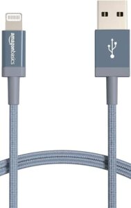 Basics USB-A to Lightning Charger Cable, Nylon Braided Cord, MFi Certified Charger for Apple iPhone 14 13 12 11 X Xs Pro, Pro Max, Plus, iPad, 6 Foot, Dark Gray